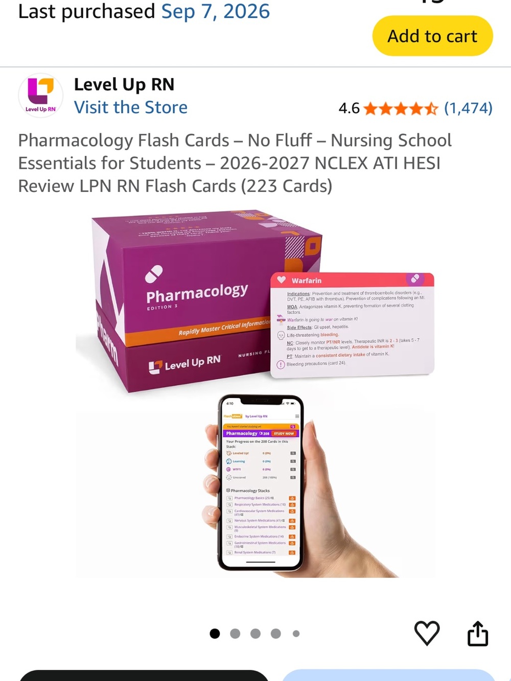 Level Up RN Pharmacology Flash Cards - Purple Study Set